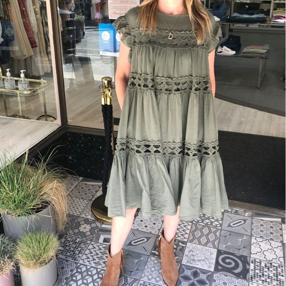 Pre-Loved Devotion Twins Khaki Baby Doll Summer Dress - Women's S